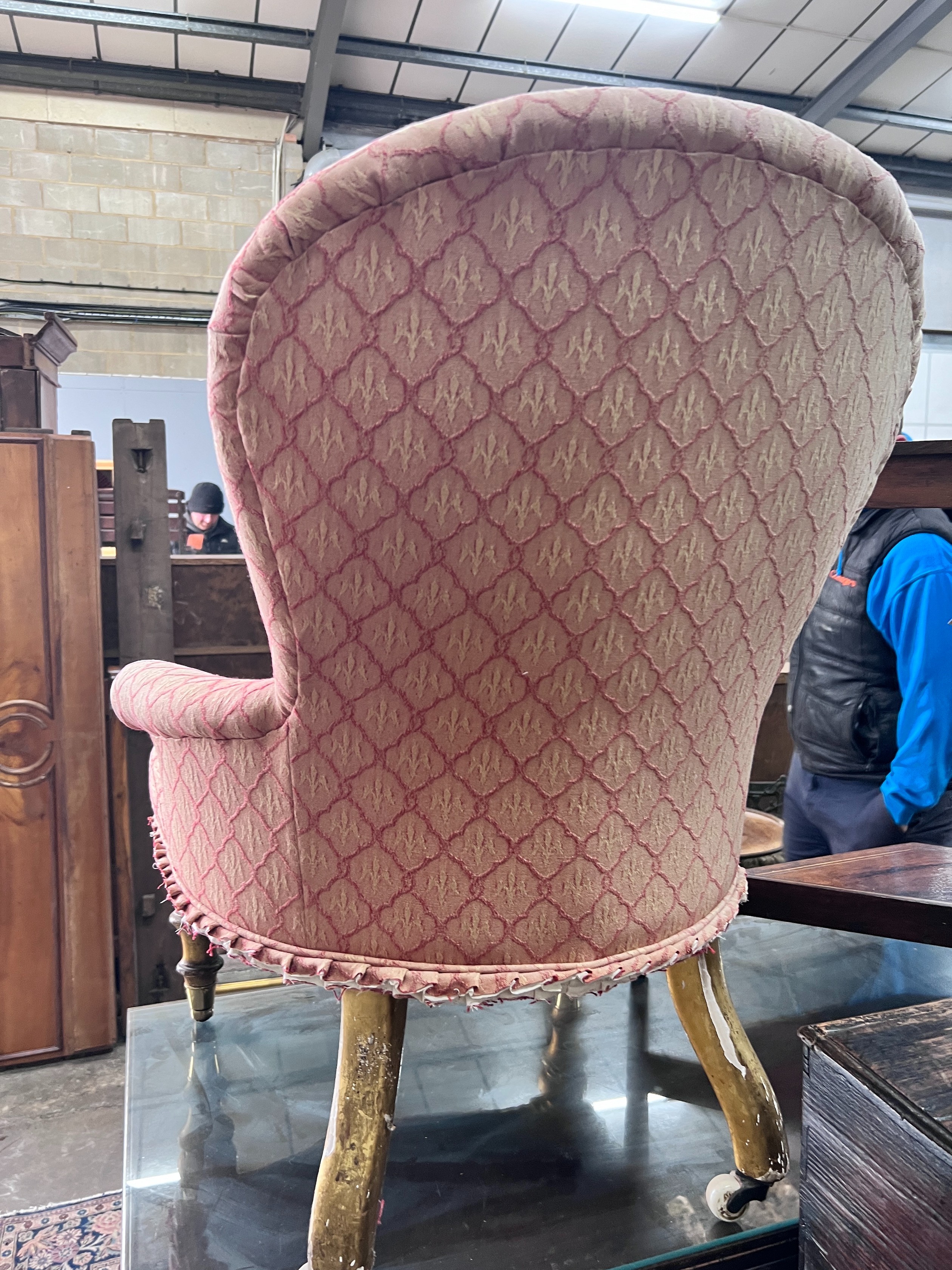 A Victorian giltwood nursing chair, width 66cm *Please note the sale commences at 9am.